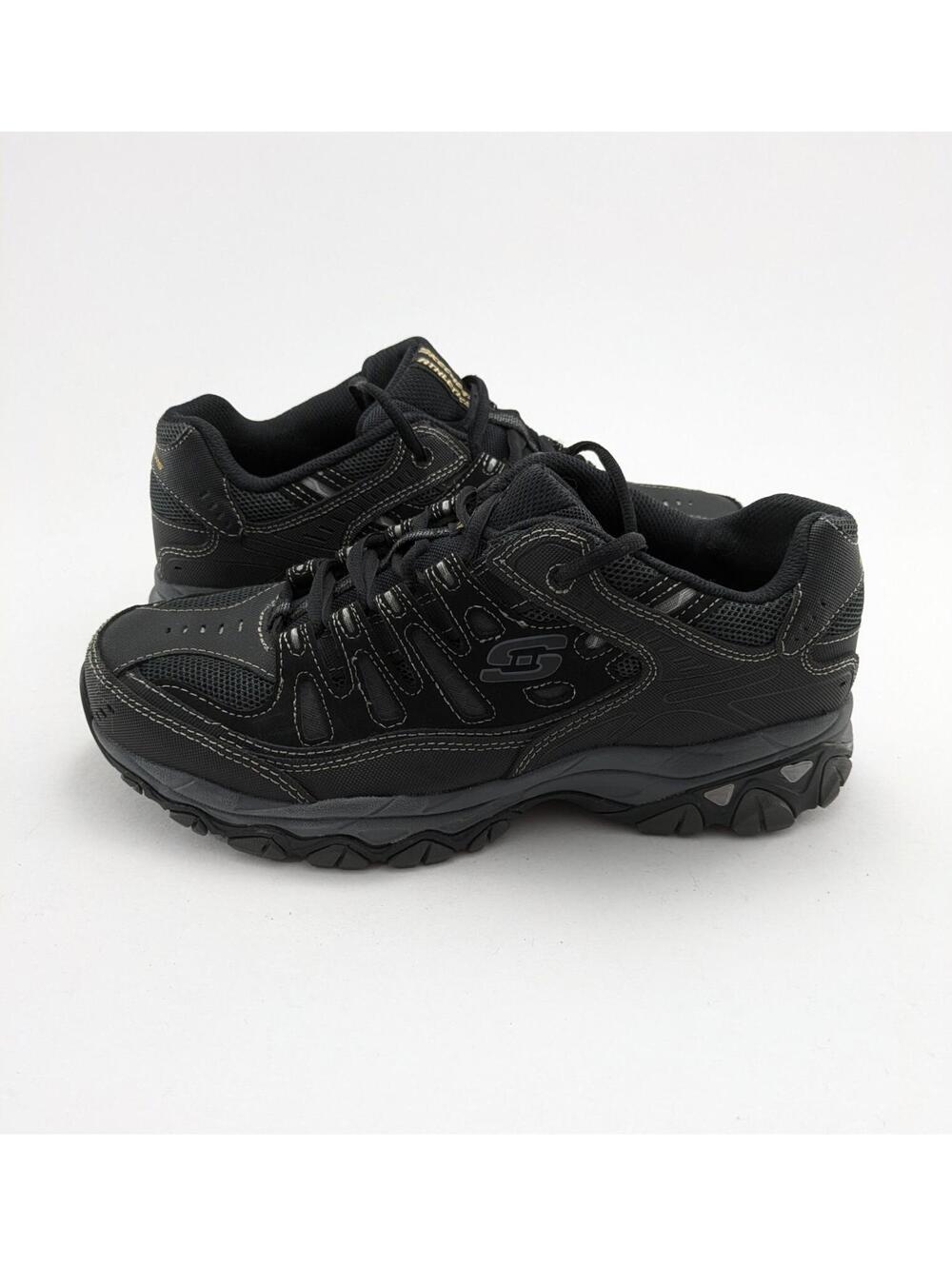 Mens Skechers After Burn M.FIT Memory Foam Lace-Up Black Shoes 50125EWW Size 10